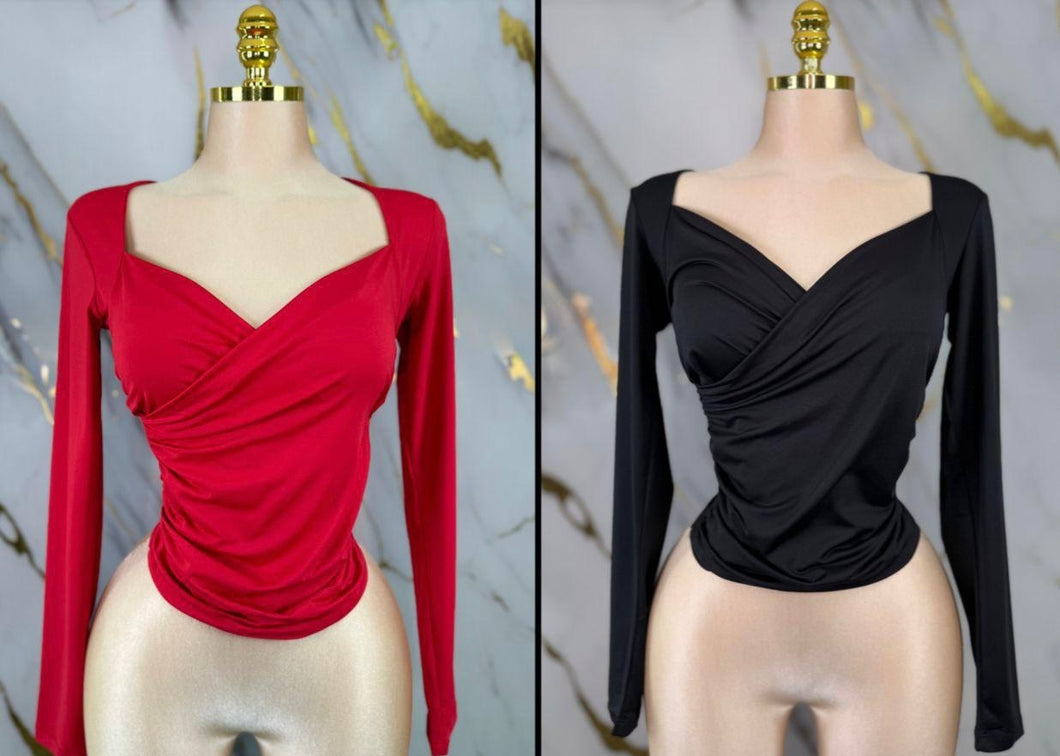 Long sleeve wrap top