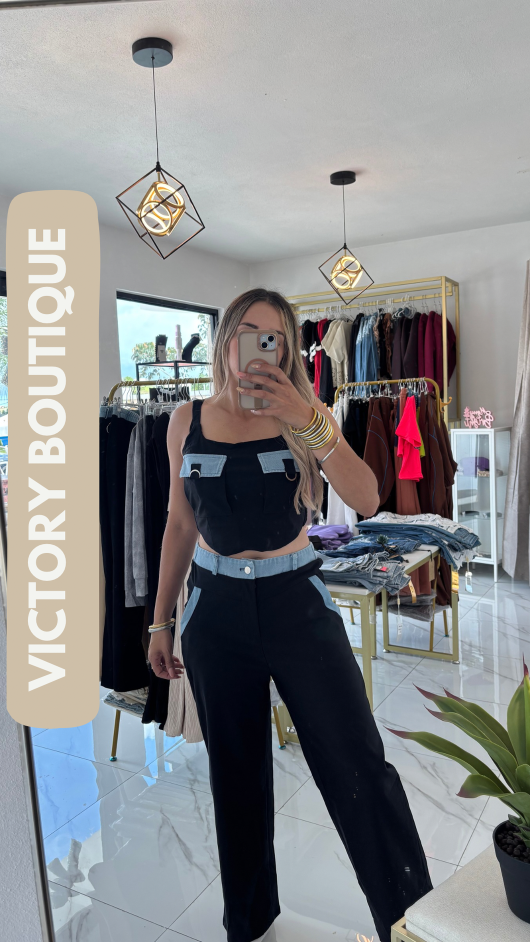 Set Black with detail denim